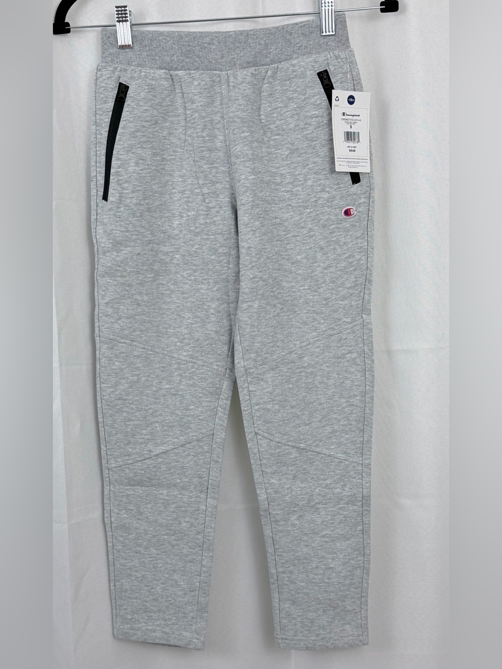 Champion Kids Heather Gray Moto Jogger Sweatpants w/Black Zip Details Small (8)